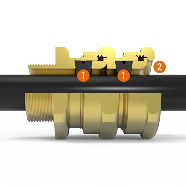 Wartel messing, ATEX Exed/Exd, ongearm.kabel, 2 seals, M40 - C2