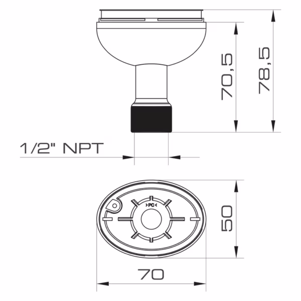 ELYPS MB 1/2 NPTF POLE BASE BK